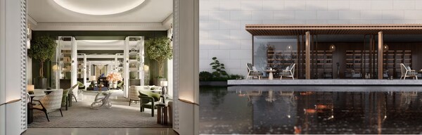 (希尔顿集团2021年筹建的酒店)希尔顿集团两大重点项目亮相第四届上海旅游投资促进大会,左：上海前滩华尔道夫酒店；右：上海国际旅游度假区希尔顿酒店,第1张